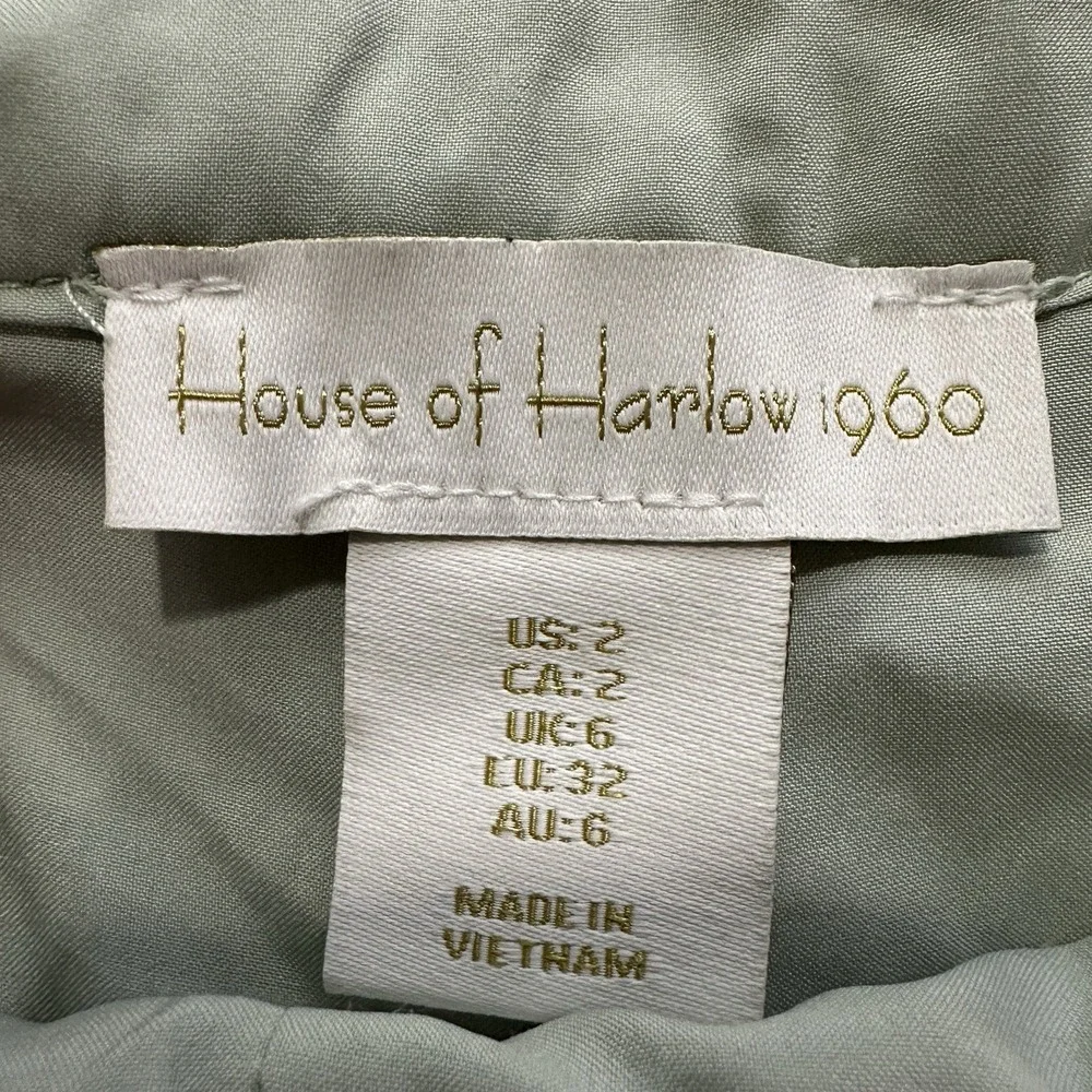House of Harlow 1960 Womens Size 2 Side Zip Wide Leg Pants Sequin Green New